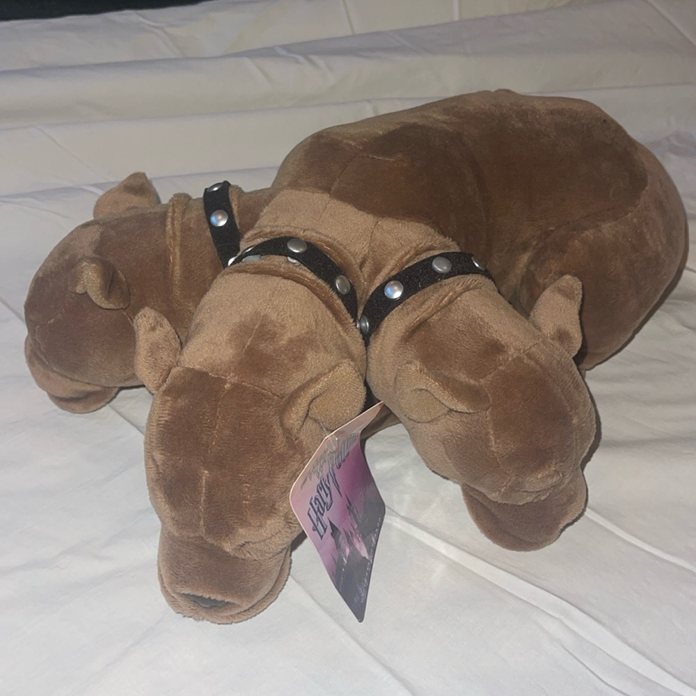 NWT Harry Potter 14” Sleeping Cerberus 3-Headed Dog Plush Fluffy Brown